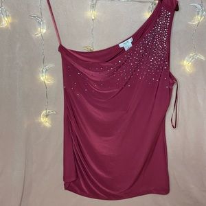 ☁️Merlot Caché shoulder cutout blouse